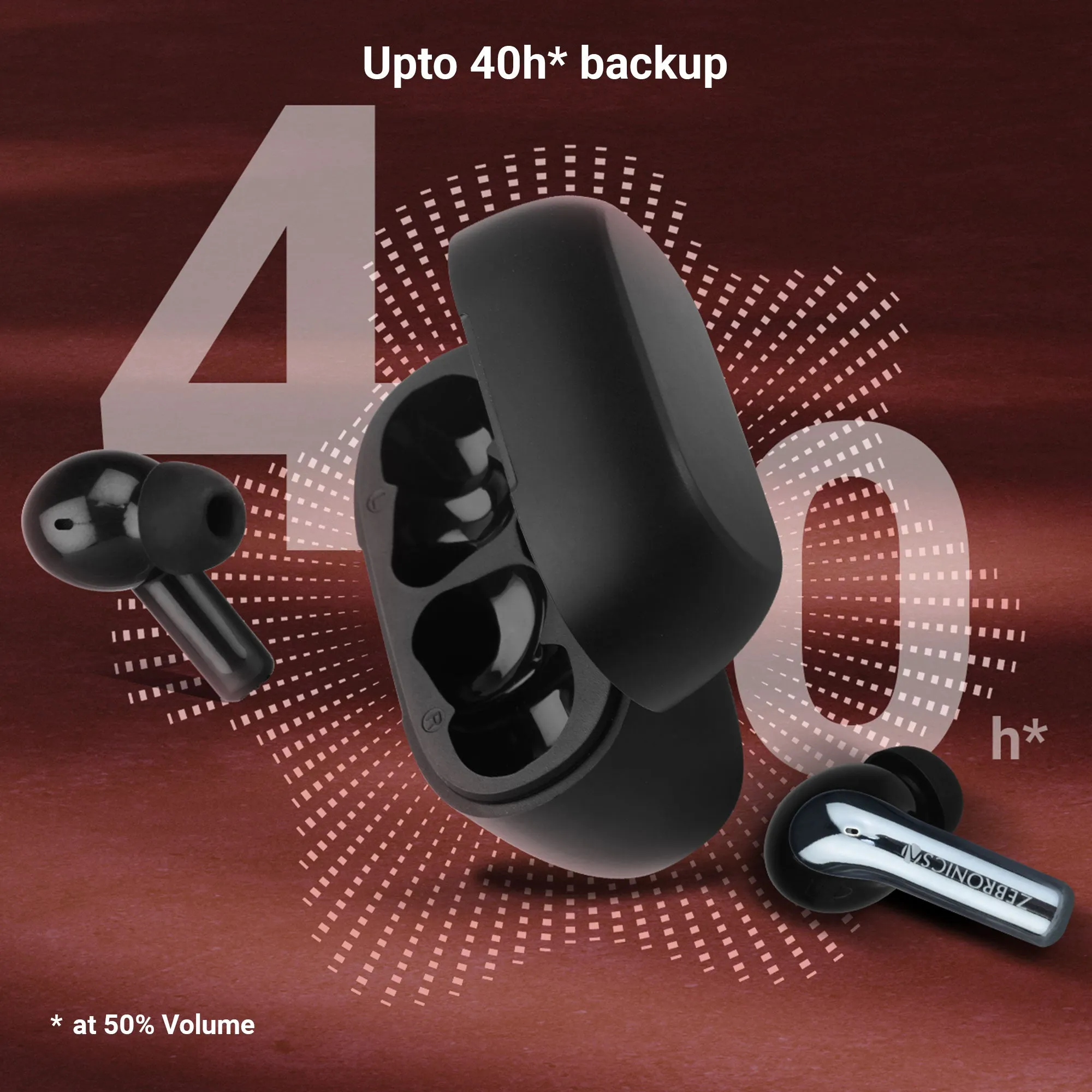 Zebronic Wireless Bluetooth Earbuds Black Zeb Pods B15 view 2
